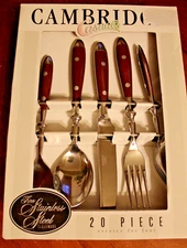 Cambridge Stainless TOWNHOUSE Walnut 20 Pieces Unused Bistro Brown Flatware