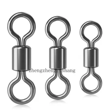 100Pcs Fishing Barrel Swivel 20~298LB Stainless Steel Rolling Solid Ring Swivel