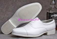 Mens oxford Low top business dress formal leather wedding white lace up shoes
