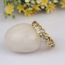 Blue Topaz Engagement Eternity Ring 925 Silver Gold Plated Wedding Band Ring