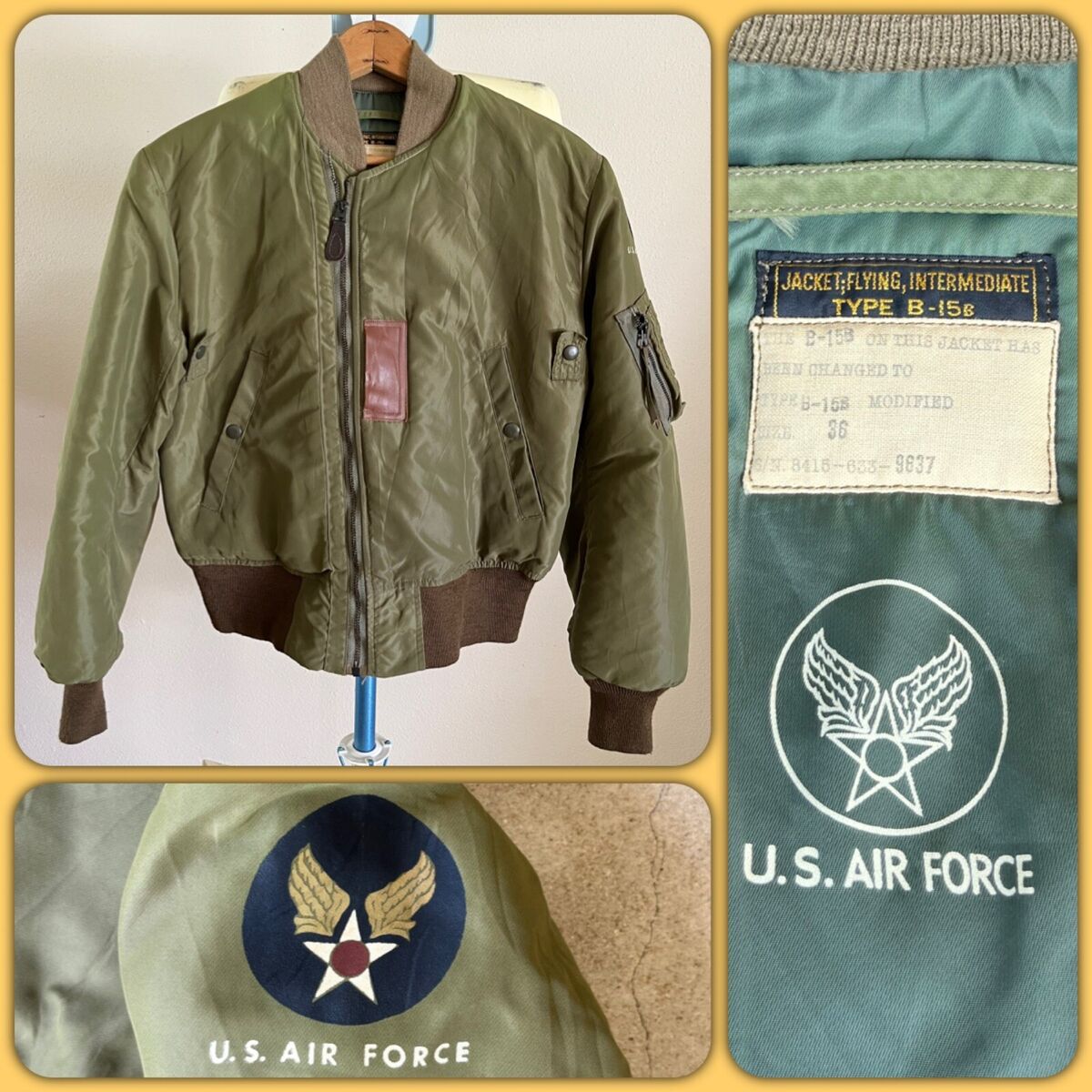 Buzz Rickson USAF OD Nylon B-15B Modified Flight Jacket 50s Buzz Rickson USAF OD Nylon B-15B Modified Flight Jacket 50s
