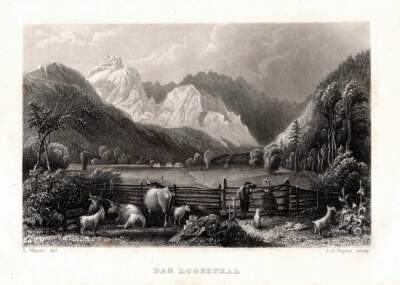 c1850 Das Logerthal / Logarska Dolina Austria Slovenia steel engraving view