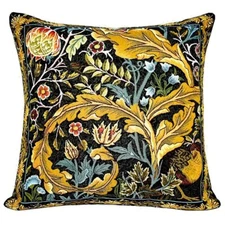 William Morris Pheasant in Woods Tapestry Pillow Sofa Couch Gobelin Cushion 18"