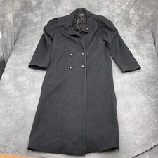 Jofeld By Forstmann Coat Women 14 Gray Wool Silver Shield Buttons Long Vtg