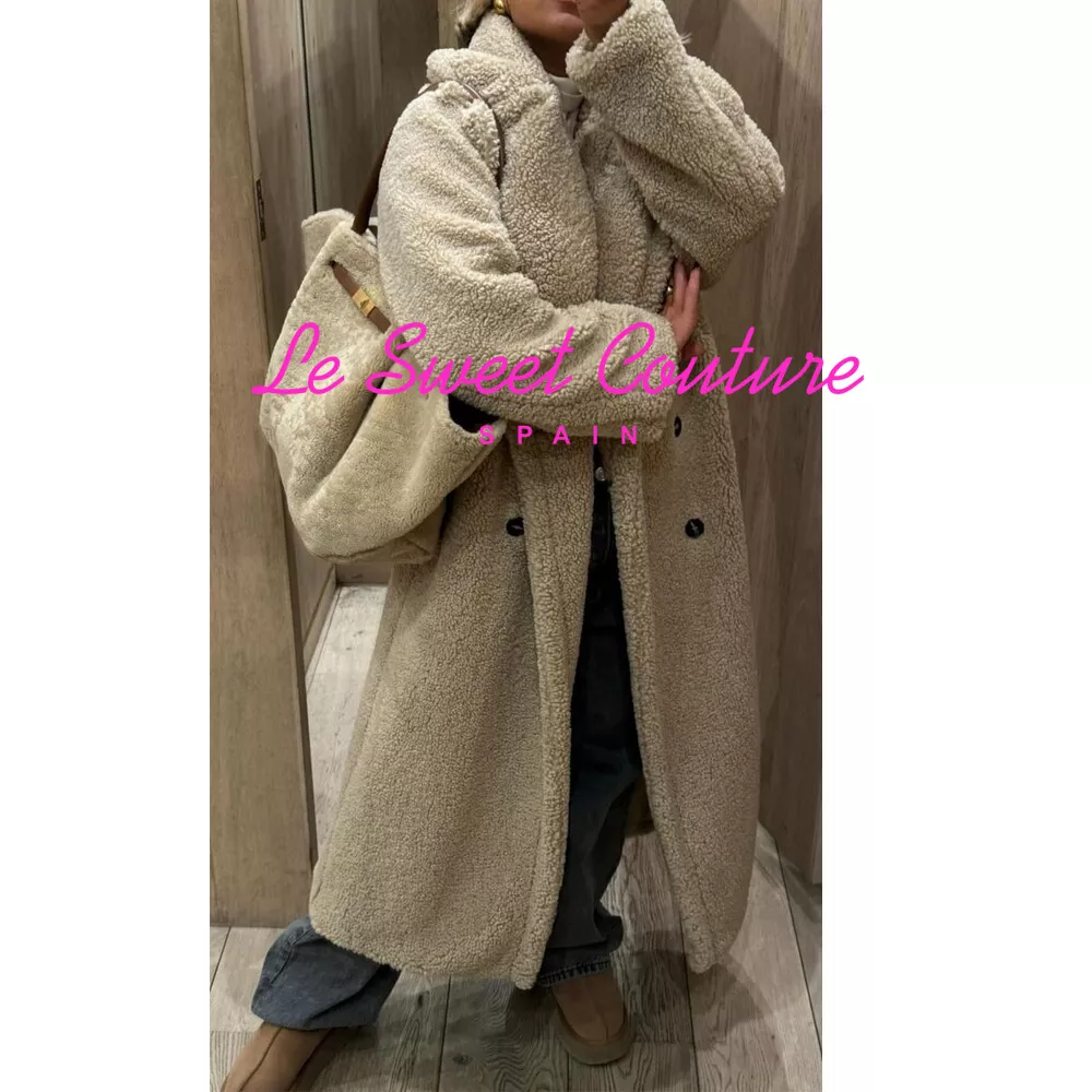 Shop ZARA 2023-24FW EXTRA LONG FAUX SHEARLING COAT (1255/700) by