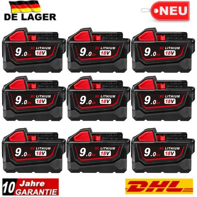 1-10pack Für Milwaukee Für M18 Akku 18V XC 9000mAh Li-Ion 48-11-1860 48-11-1852