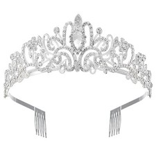 Sparkling Crystal Princess Tiaras for Women Girl 1 Count Pack of 1 Silver