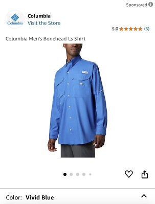 Columbia Men’s Bonehead Long Sleeve Shirt Vivid Blue | eBay