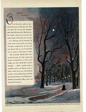 1941 De Beers Diamonds Night Scene in Park art Bernard Lamotte Vintage Print Ad