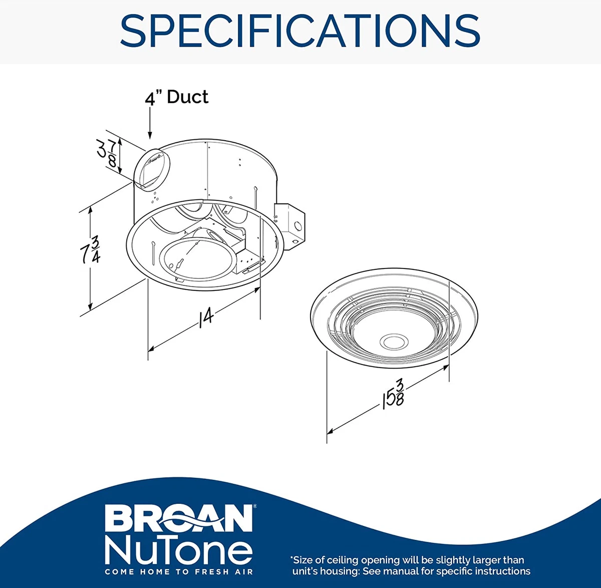 Broan- 9093WH Exhaust Fan, Heater, and Light Combo, Bathroom Ceiling  Heater, 150 | eBay
