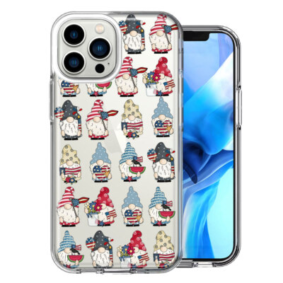 For Apple iPhone 13 Pro Max Cute USA Fourth Of July Gnomes Patriotic Case