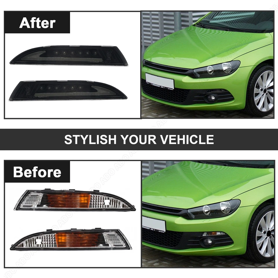 Intermitente delantero LED luz de estacionamiento intermitente para VW Scirocco 3 III 137 desde 08-14 | negro - Imagen 4 de 4