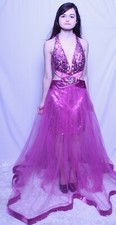 LUX GAL FUCHSIA PINK SEQUINS BLING TULLE HIGH LOW PROM FORMAL GOWN DRESS 4
