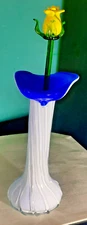 Calla Lilly Jack In The Pulpit Cobalt Blue Overlay 12" W/15" White Rose