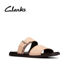 Women’s Clark’s Ofra Slide Big Buckle Leather Sandals Pink
