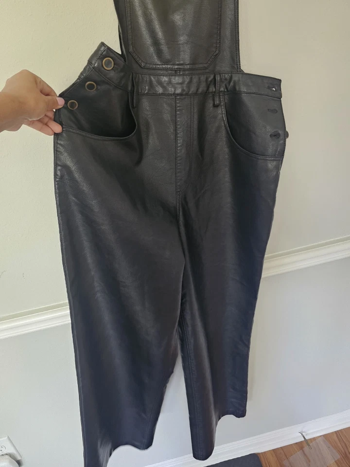 Mono AVEC Les FILLES Talla L Mujer Negro Imitación Cuero Pierna Acampanada Vegano Foto 2 de 4