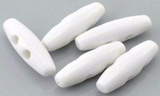 LARGE WHITE PLASTIC TOGGLE BUTTONS, 45MM X 14MM, 2 HOLES, CHOOSE AMOUNT, ART W20