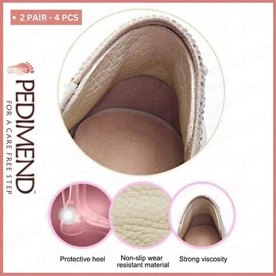 PEDIMEND™ 4PCS Extra Thick Leather Heel Grips Pads Liner Cushions Shoes Too Big
