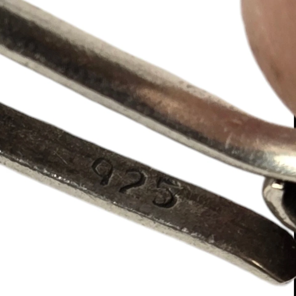 Винтажный браслет из чистого серебра ручной работы с гранатом 1980-е - Изображение 3 из 4