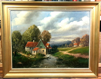 Kleines Ölgemälde, original ''P. Schmitz. Aring'' Sommerlandschaft, um 1900.