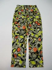 DEMA Pants Women's Size P Casual Flat Front Cotton Multi Color Abstract