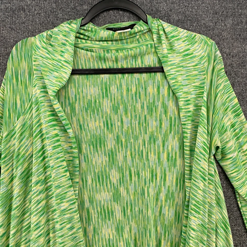 BCBG MAXAZRIA Cárdigan Suéter M/L Verde Drapeado Frontal Hada Años 90 Hippie Gitano Y2K Foto 2 de 4