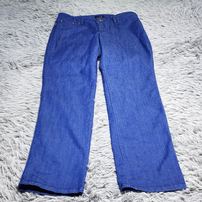 IMAN Pull On Jeans Womens Size Medium Long Blue Denim Straight Leg Stretch