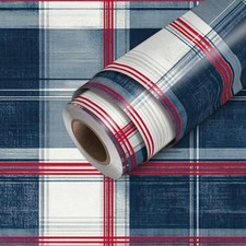 Navy Red Plaid Wallpaper Peel and Stick Checkered Pattern Marble Wall Stick 1...