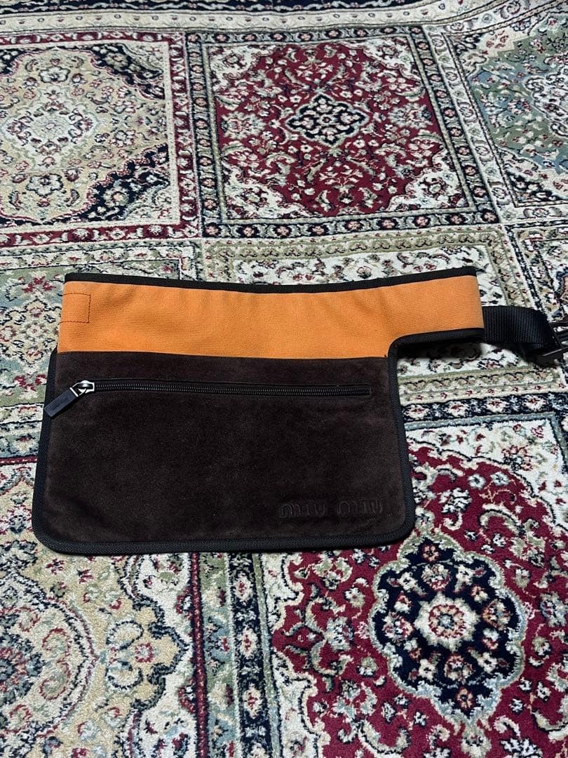 MIU MIU 1999s Archive Bicolor Suede Canvas Waist Bag Crossbody