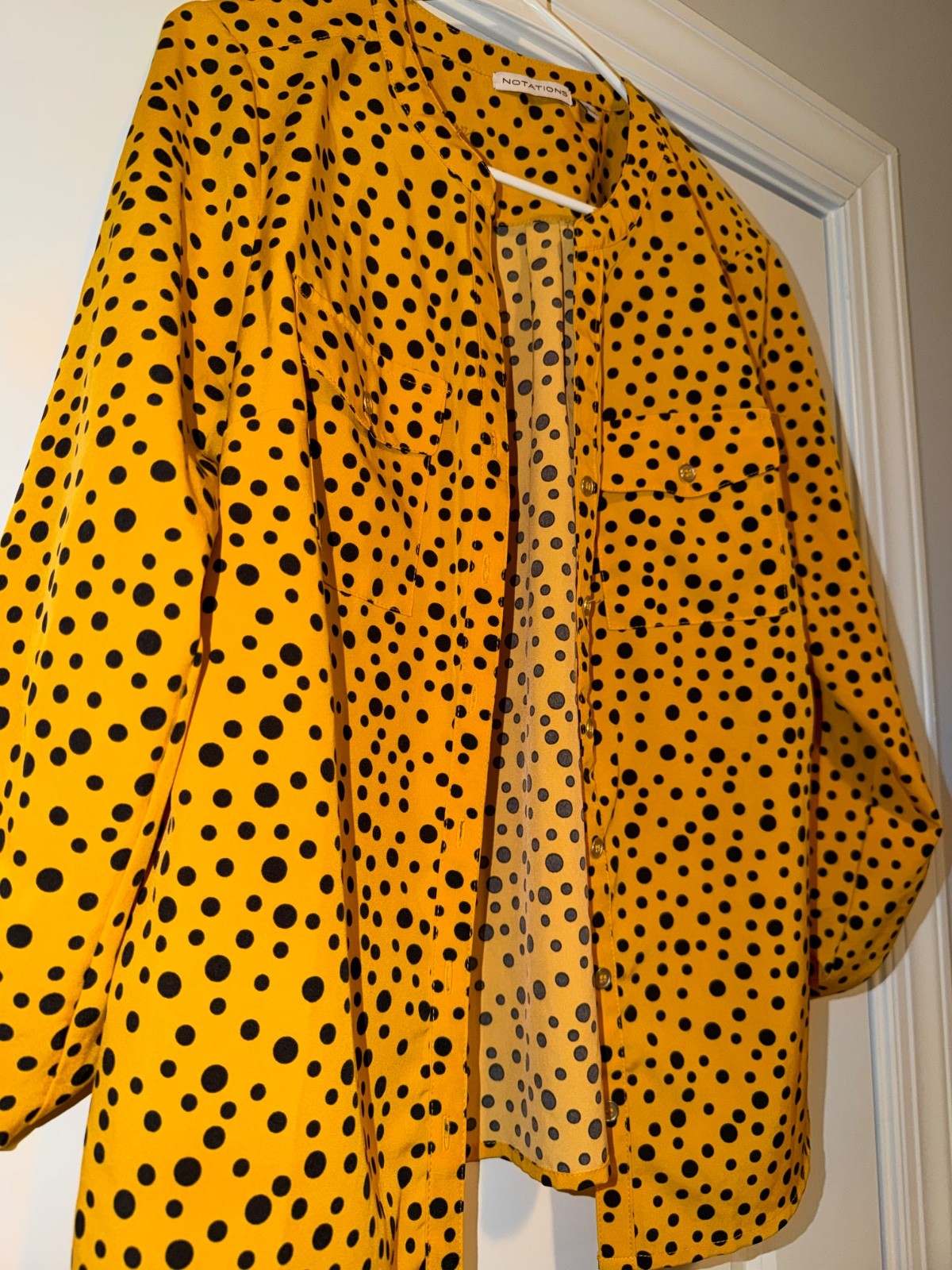 NOTATIONS Yellow Blouse Size M - image 3