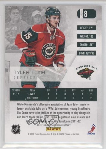 2012-13 Panini Rookie Anthology Titanium Rookies /65 Tyler Cuma #8 RC - Picture 2 of 3