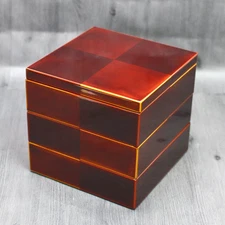 Echizen Lacquerware Bento Box Jubako modern checkered pattern three-tiered Japan
