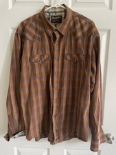Men s Wrangler Retro Pearl Snap Western Shirt Rust Plaid XL Long Sleeve MVR162M