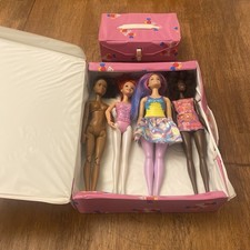 Vintage Barbie 1982 Pink Logo Barbie  s 2 Cases Trunk Fashion 4 Dolls. Bargain 