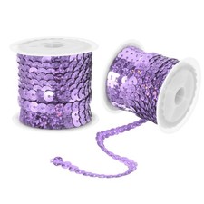 2Pcs 5 Yard x 0.24 Inch Flat Sequin Strip Spangle Sequin Trim Bling Light Purple