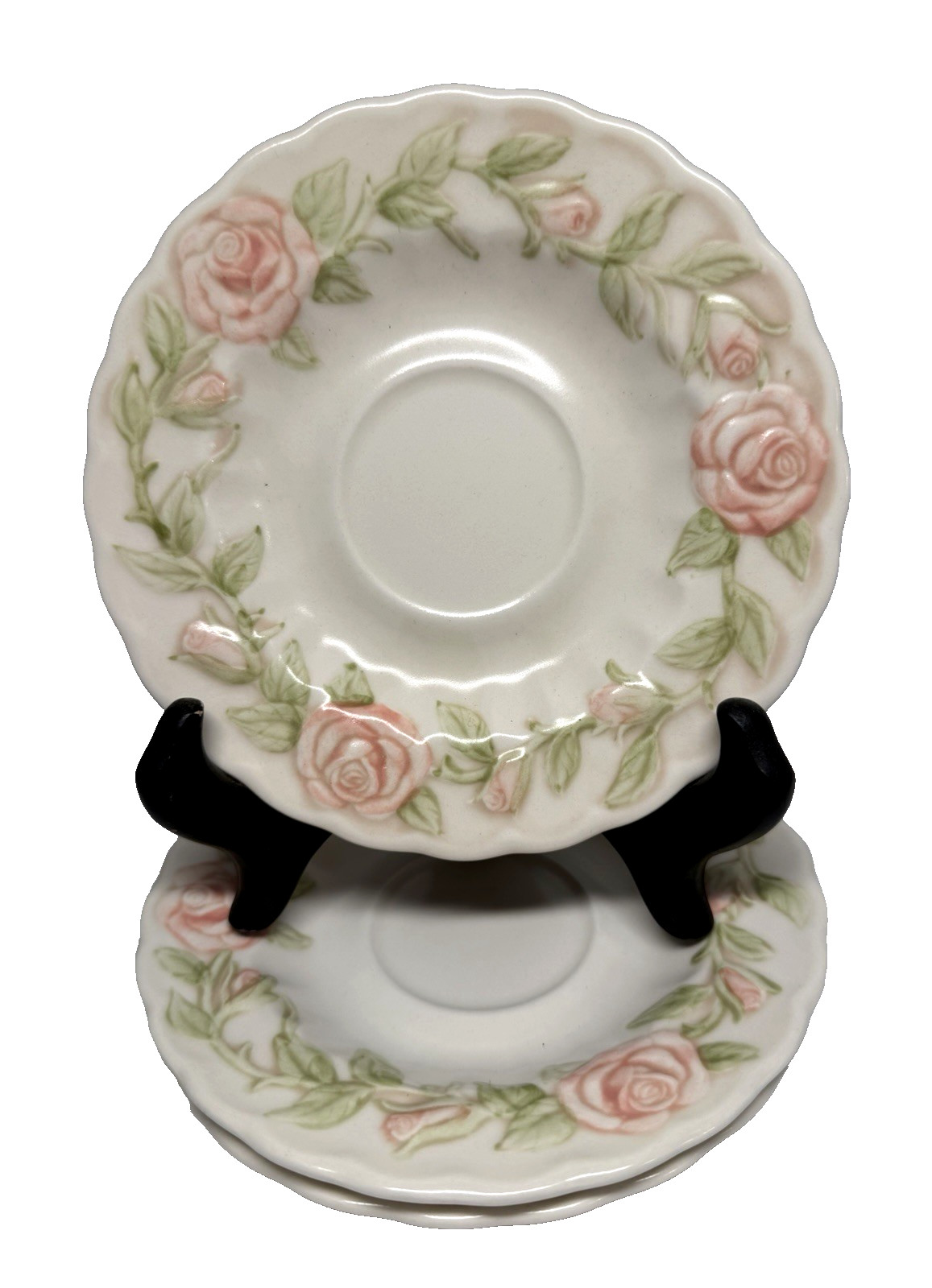 Vintage Metlox Poppytrail VERNON PINK ROSE Saucers 6 1/2