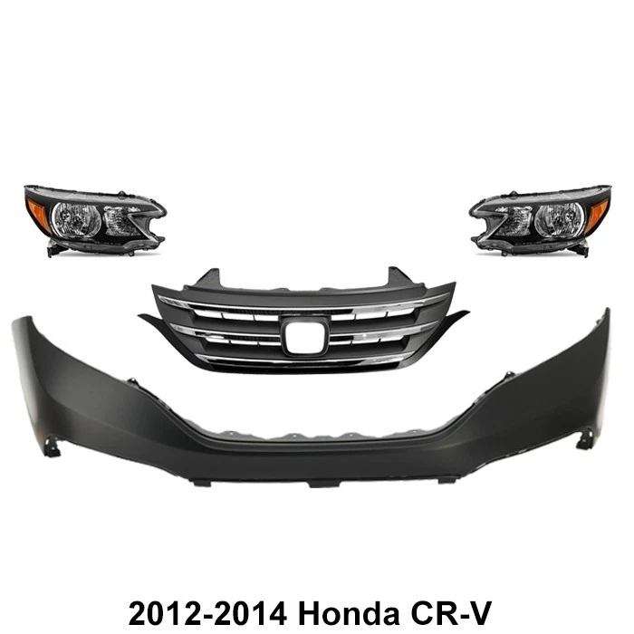 Front Bumper Cover Primed & upper grille & Headlight For 2012-2014 Honda CR-V - Изображение 2 из 4