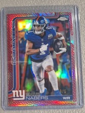 2025 Topps Chrome Football Malik Nabers Red Pigskin Refractor 3/5 SP #225 Giants