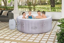 Image of Lay-Z-Spa Cancun AirJet Inflatable Hot Tub 2-4 Person Grey Rattan Pool 60003