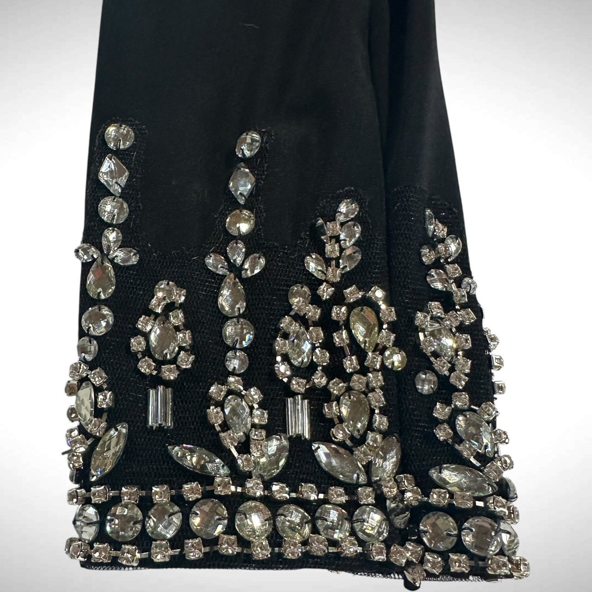 Mac Duggal Sz 10 Drop Shoulder Faux Wrap Long Sleeve Black
