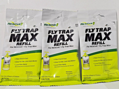 3x RESCUE Fly Trap Max Refill   2.47 Oz Powder For Outdoor Use, Add Water, Flies