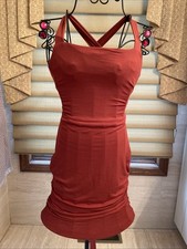 Fashion Nova Lace-Up Back Stretch Marsala/Dark Cinnamon Mini Dress Size Small