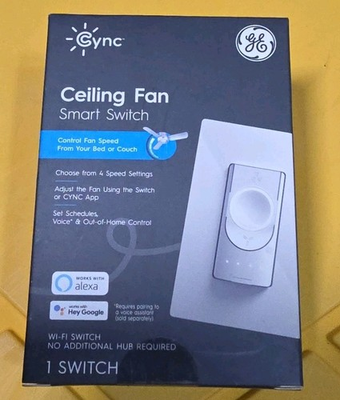 #ad GE Cync Ceiling Fan Smart Switch Wi Fi Alexa Google 4 Speed Setting White $17.50
