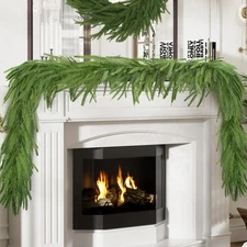 2 Pcs 6ft Norfolk Pine Garlands Real Touch Artificial Christmas Greenery Decor