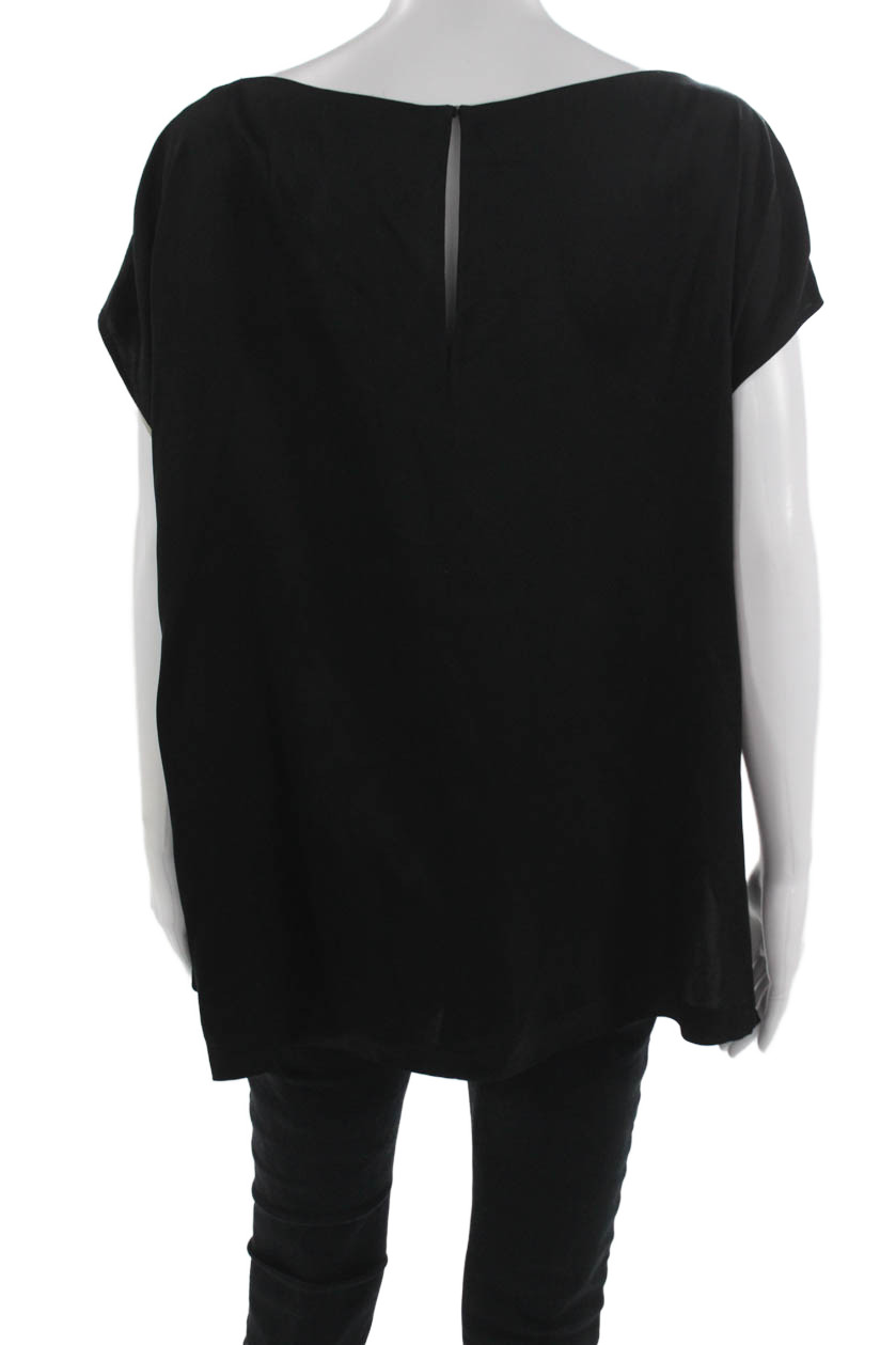 Vince Womens Black Basic Blouse Polyester Short S… - image 3