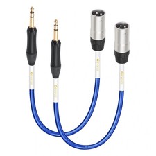 2-Pack 1ft 1/4" to XLR Cable Silver-Plated OFC Balanced TRS to XLR Male