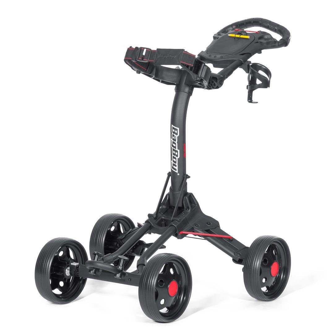 Boy Quad Junior Golf Push Cart New Black Red Folded Dimensio