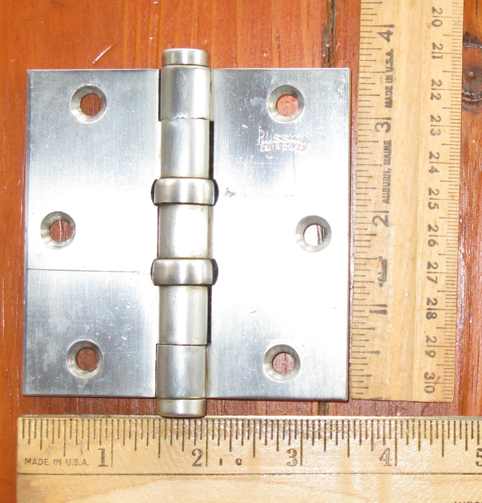Russwin Door Butt Hinges 3 1/2 x 3 1/2  Ball Bearing Chrome Brass Pat. 8/28/23