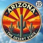 Arizona Desert State Vintage Tin Metal Signs Home Décor 8x8 Round Wall Rusti