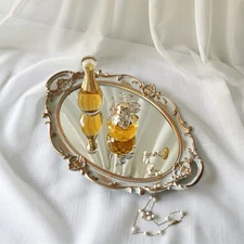 Oval Decorative Mirror Tray, French Style, Makeup Organizer, Jewelry Organize...